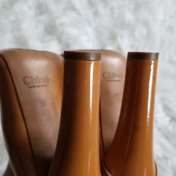 Chloe Patent Leather Bow Front Camel Pumps - Picture 8 of 8